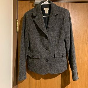 L.L. Bean gray herringbone tweed blazer